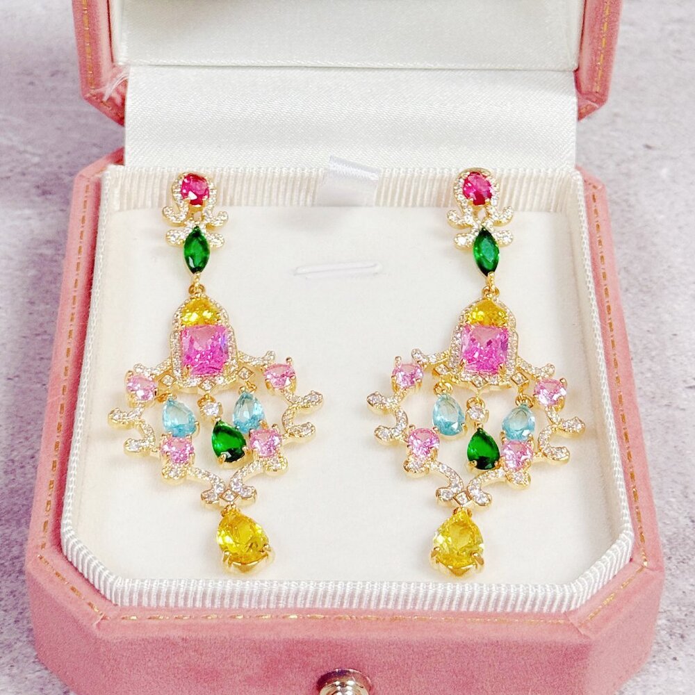 Rainbow crystal earring, Crystal Chandelier Earring, Crystal Drop Dangle Earring